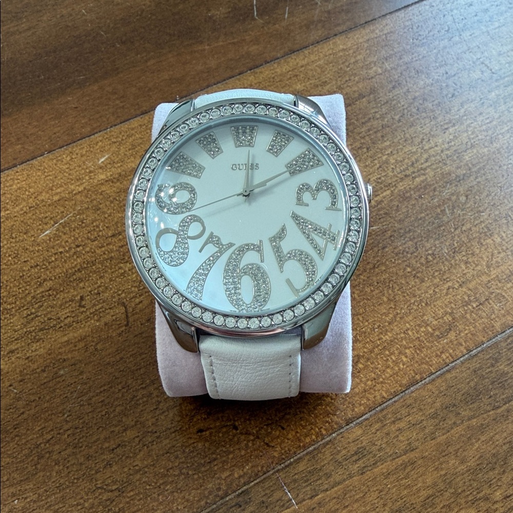 Guess Silver and White Crystal Watch